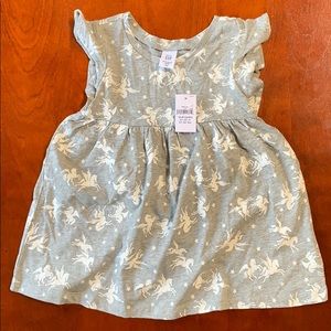 Baby Gap NWT grey unicorn flutter dress 18-24m